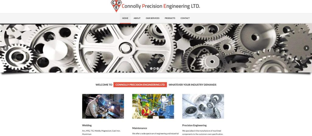 Connolly Precision Engineering website homepage