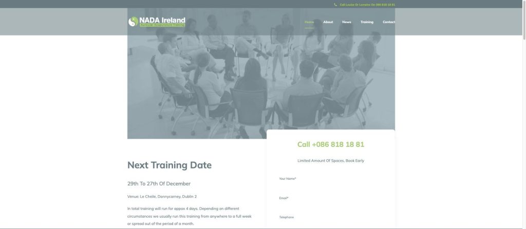 NADA Ireland website homepage